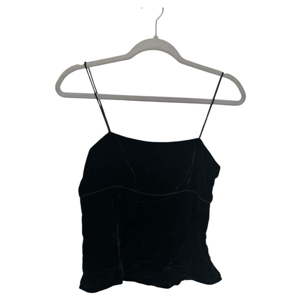 J. Crew Woman’s Black Velvet Spaghetti Strap Tank Top silk blend  Size 2